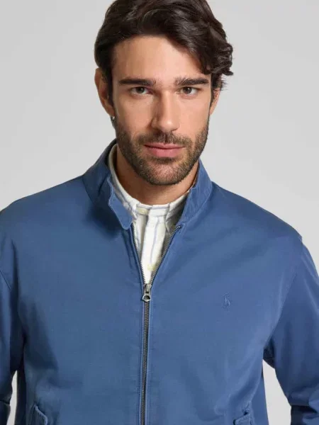 Wiatrówka o kroju regular fit ze stójką i wyhaftowanym logo Polo Ralph Lauren niebieska