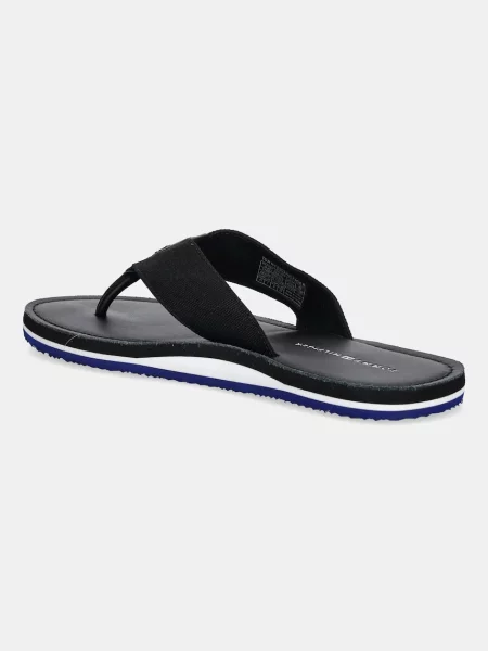 Žabky Tommy Hilfiger HILFIGER LEATHER BEACH SANDAL černá