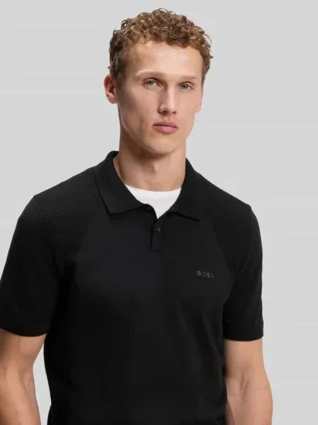 Koszulka polo z detal z logo Boss Green czarna