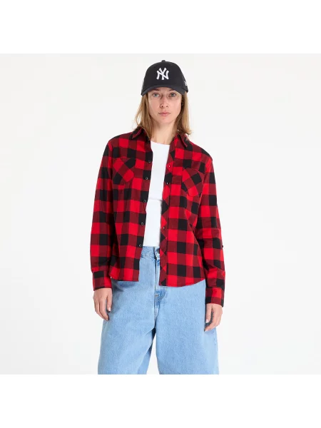 Koszula Urban Classics Ladies Turnup Checked Flanell Shirt Black/ Red S czarna