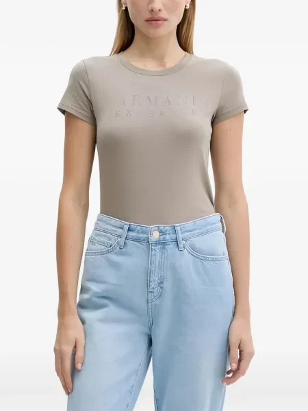 Tricou Armani Exchange cu autograf maro