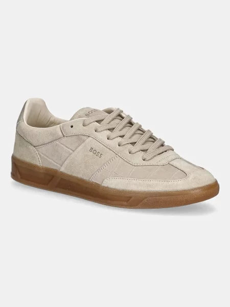 BOSS sneakers din piele întoarsă Brenta bej