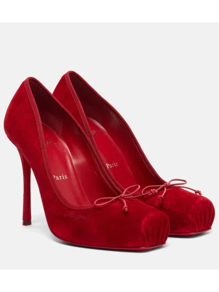 Pantofi cu toc Christian Louboutin din piele de căprioară roșu