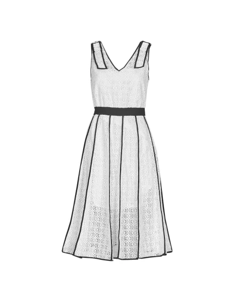 Obleka mini obleka Karl Lagerfeld z vezenjem s čipko bela