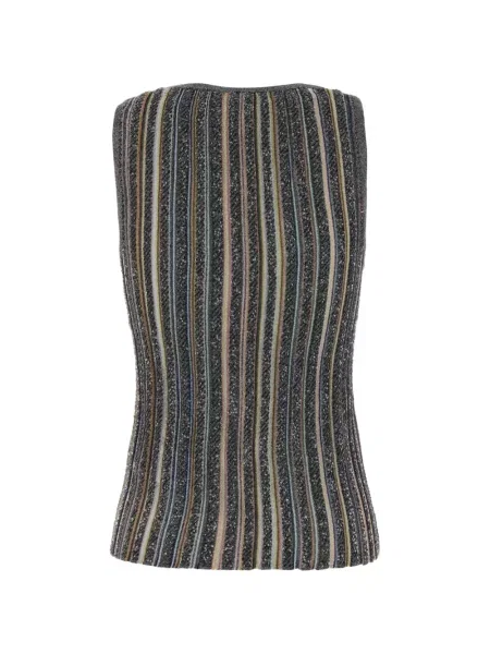 Top Missoni s flitry s výstřihem do v černý