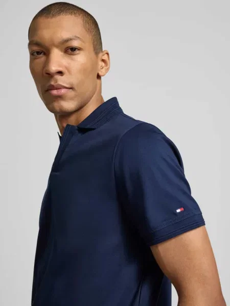 Koszulka polo Regular Fit z czystej bawełny Tommy Hilfiger granatowe