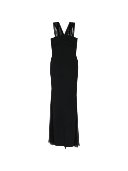 Rochie maxi Chiara Boni La Petite Robe din tul cu gât halter negru