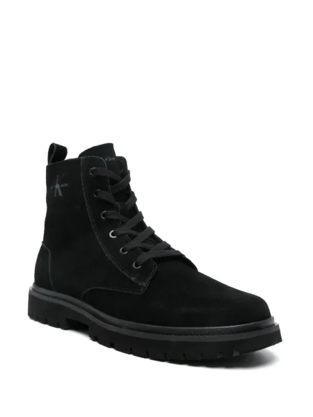 Botine Calvin Klein Jeans din piele de căprioară negru