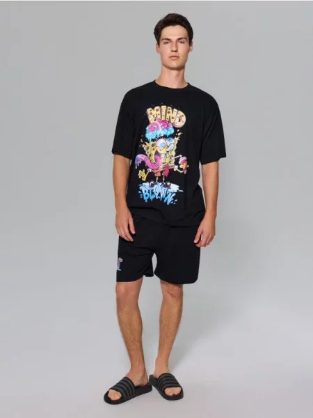 Sinsay dvoudílné pyžamo SpongeBob černá