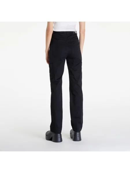 Calvin Klein Jeans Woven Label High Rise Straight Pant Black černé