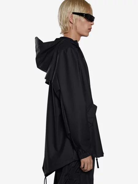 Jakna Rains Fishtail Jacket crna za prijelazno razdoblje oversize