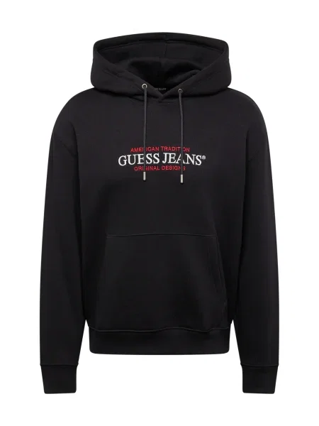 Geacă de blugi Guess Jeans cu glugă negru