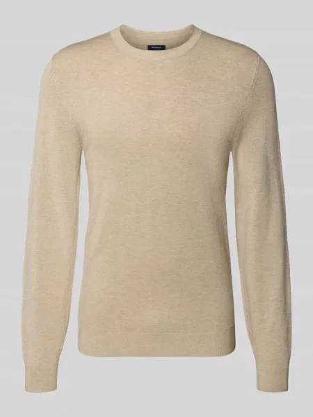 Sweter z dzianiny z prążkowanymi wykończeniami Mcneal brązowy