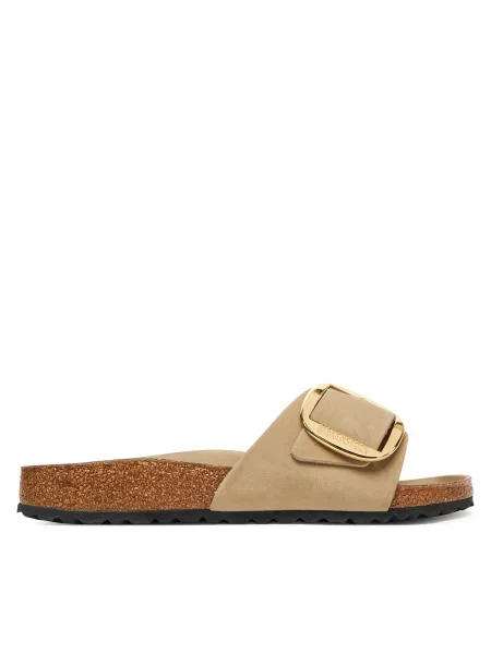 Kožené sandály Birkenstock s přezkou hnědé