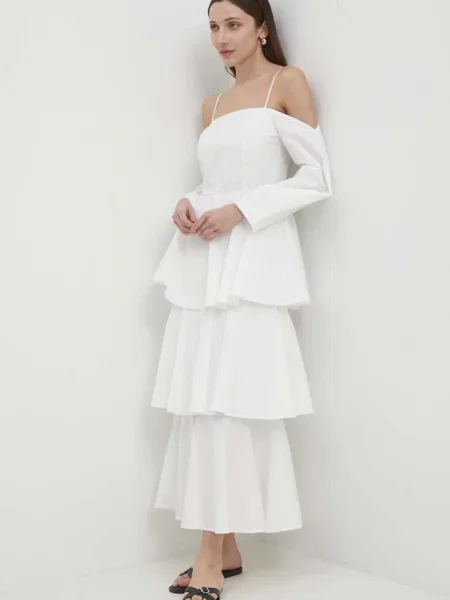 Answear Lab rochie maxi evazati alb