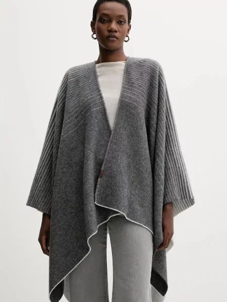 MM gyapjú poncsó BRENTA szürke