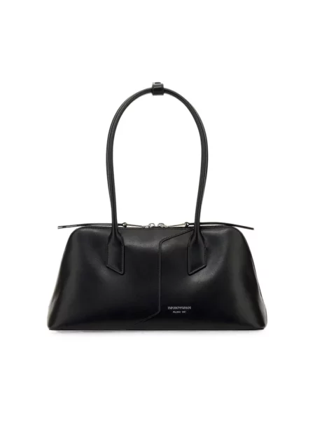 Torebka Emporio Armani skórzana z logo czarna