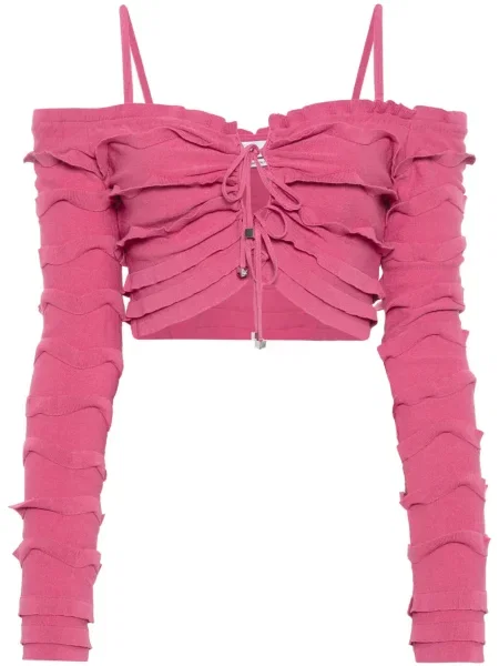 Cropp cardigan Blumarine cu volane roz