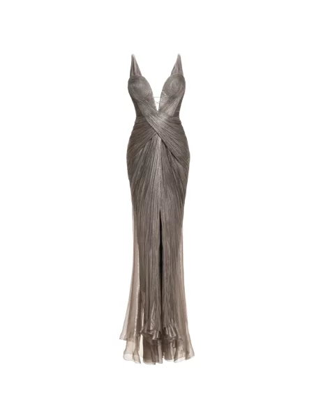 Rochie maxi Maria Lucia Hohan de mătase gri