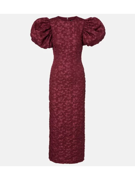 Rochie midi Rotate din jacard până la genunchi de costum bordo