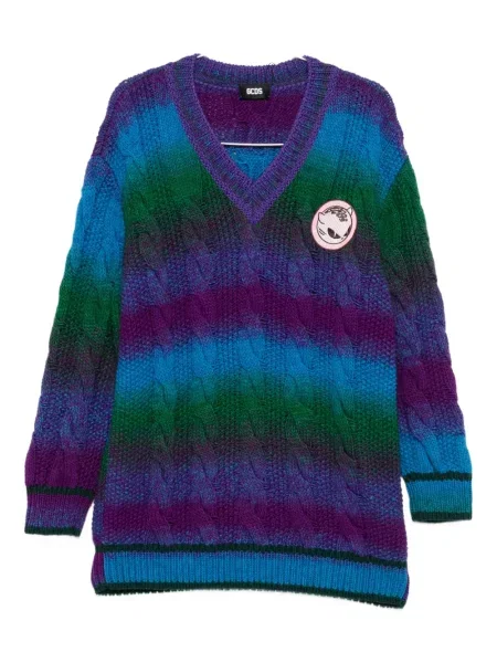 Pulover Gcds cu decolteu în V albastru