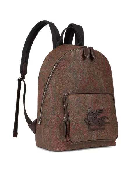 Rucsac Etro cu model paisley din jacard maro