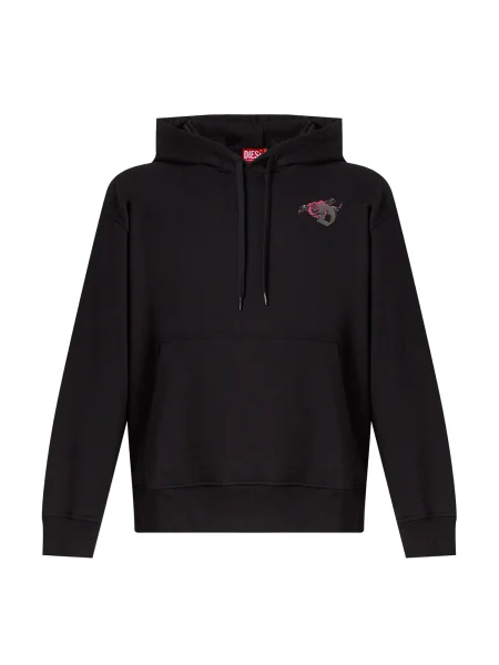 DIESEL Mikina S-MACS tmavozelená / rosé / tmavočervená čierna