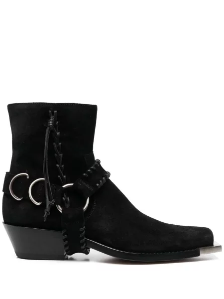 Botine Buttero din piele de căprioară cowboy negru