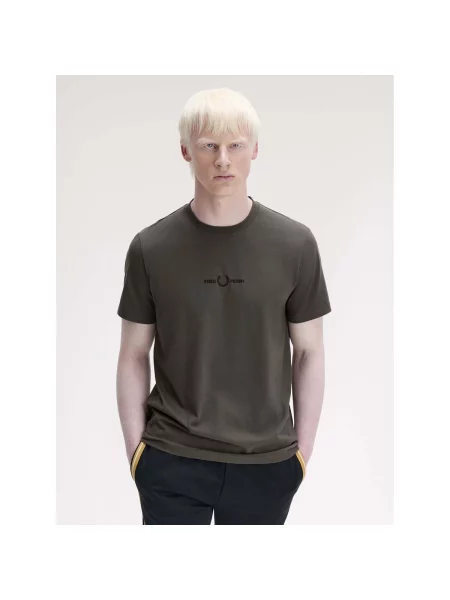 Tricou Fred Perry cu broderie verde