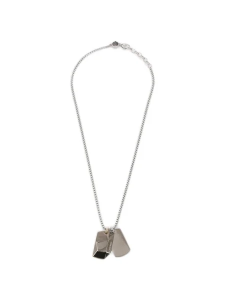 DIESEL Retiazka Dog Tag' strieborná