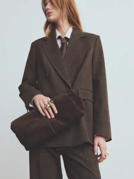 Піджак MANGO поліестер/віскоза коричневий