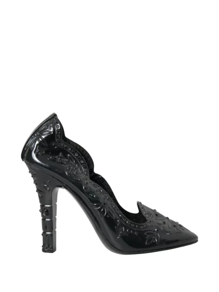 Pantofi cu toc Dolce & Gabbana din piele cu model floral negru