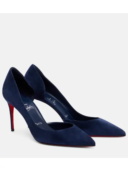 Pantofi cu toc Christian Louboutin din piele de căprioară albastru