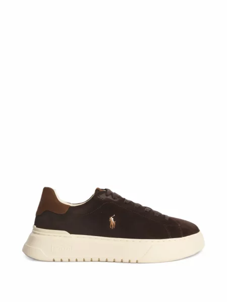 Sneakerși Polo Ralph Lauren din piele de căprioară maro