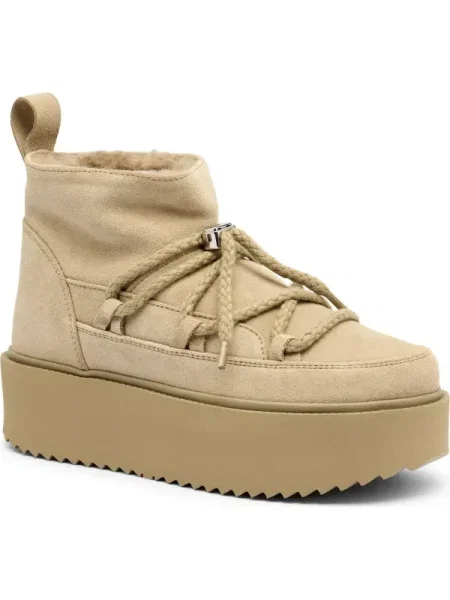 INUIKII Bocanci CLASSIC LOW PLATFORM | piele întoarsă bej
