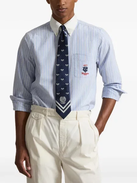Șapcă Polo Ralph Lauren de mătase cu dungi cu cataramă albastru