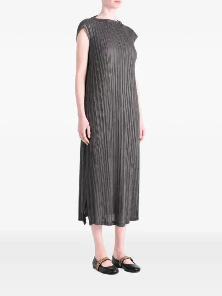 Αμάνικη μίντι φόρεμα Pleats Please Issey Miyake γκρι