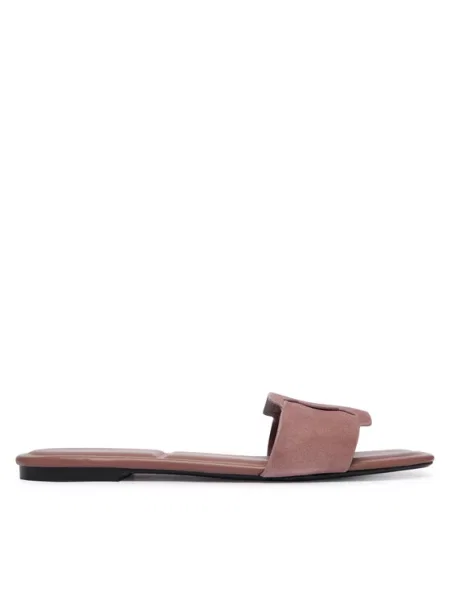 Natikače Calvin Klein Square Flat Sndl Embl Suede ružičasta