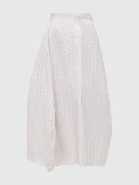 Спідниця міді із шовку та льону Marc Le Bihan сіра