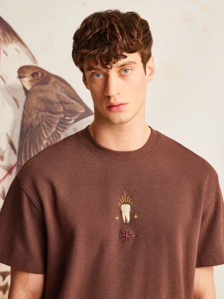 Тениска Medicine с принт кафяво