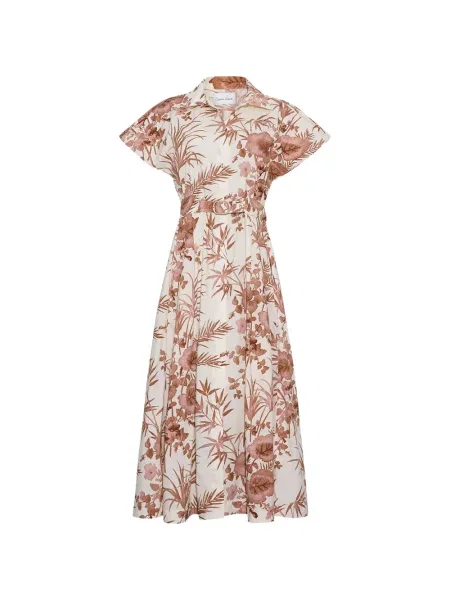 Rochie midi Cara Cara cu model floral cu imagine alb