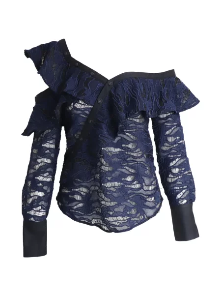 Bluză Self-portrait cu volane albastru