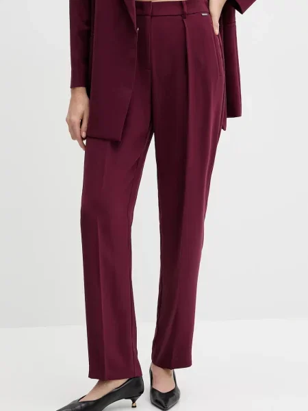 Kalhoty Armani Exchange high waist vínová