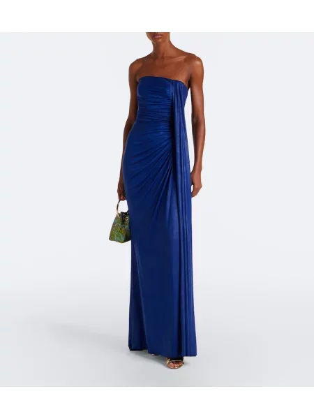 Rochie Elie Saab din jerseu drapată albastru