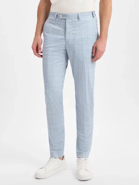 Finshley & Harding London spodnie garniturowe Hoxdon Mężczyźni Slim Fit w kratkę 44 niebieski