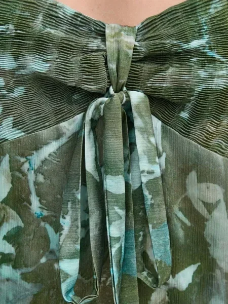 Rochie maxi Sandro Ferrone plisată de costum verde
