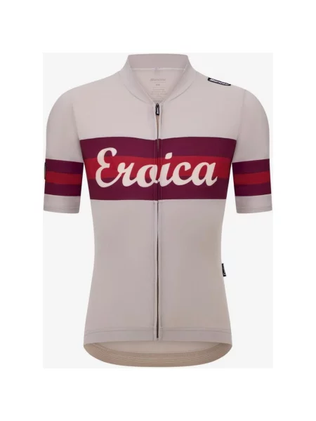 Koszulka rowerowa Santini x Eroica Timo Slim krój beżowy XS biały