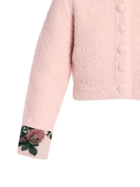 Bouclé cardigan Erdem cu model floral roz