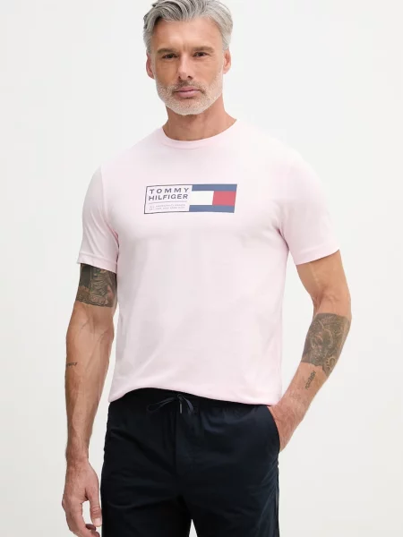 Tommy Hilfiger T-shirt ανδρικό ροζ