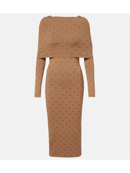 Rochie midi Max Mara de lână până la genunchi de costum bej